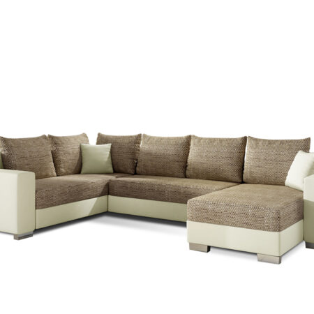 NABBI Mariano L rohová sedačka u s rozkladom a úložným priestorom cappuccino / béžová