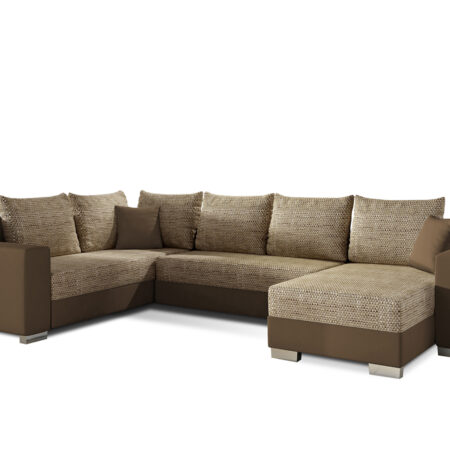 NABBI Mariano L rohová sedačka u s rozkladom a úložným priestorom cappuccino / hnedá