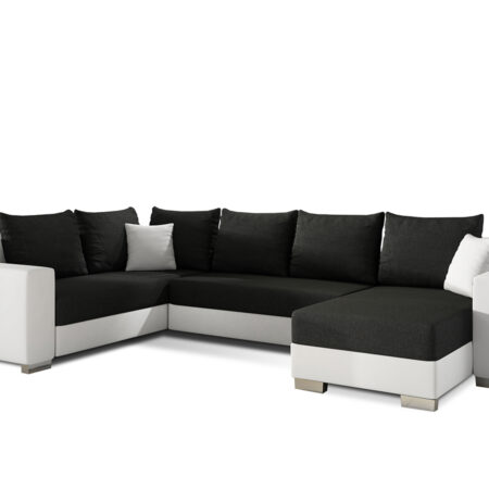 NABBI Mariano L rohová sedačka u s rozkladom a úložným priestorom čierna (Sawana 14) / biela (Soft 17)