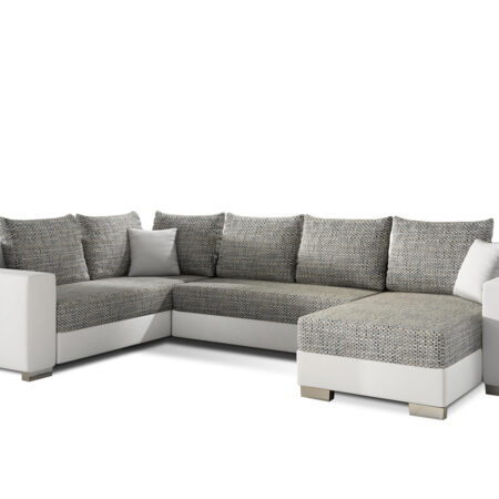 NABBI Mariano L rohová sedačka u s rozkladom a úložným priestorom sivá (Berlin 01) / biela (Soft 17)