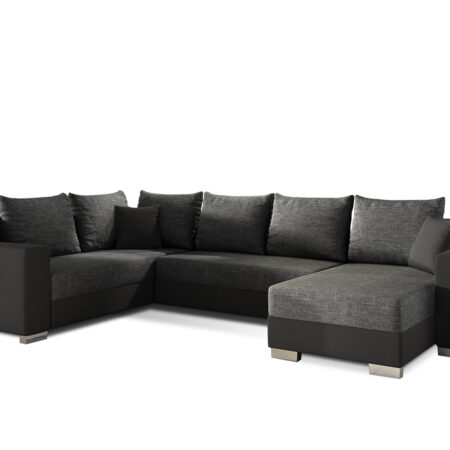 NABBI Mariano L rohová sedačka u s rozkladom a úložným priestorom sivá / čierna