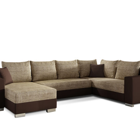 NABBI Mariano P rohová sedačka u s rozkladom a úložným priestorom cappuccino / tmavohnedá