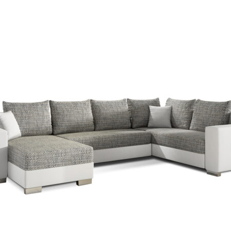 NABBI Mariano P rohová sedačka u s rozkladom a úložným priestorom sivá (Berlin 01) / biela (Soft 17)