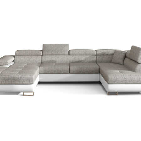 NABBI Rossano U P rohová sedačka u s rozkladom sivá (Berlin 01) / biela (Soft 17)