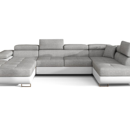 NABBI Rossano U P rohová sedačka u s rozkladom svetlosivá / biela