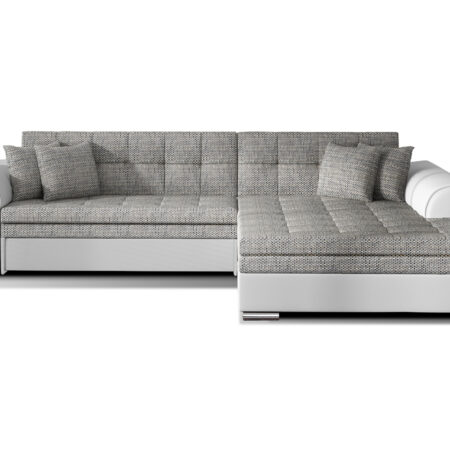 NABBI Salerno P rohová sedačka s rozkladom sivá (Berlin 01) / biela (Soft 17)