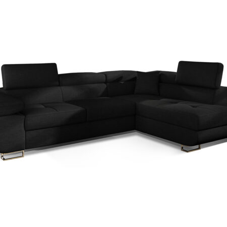 NABBI Almero P rohová sedačka s rozkladom a úložným priestorom čierna (Sawana 14)