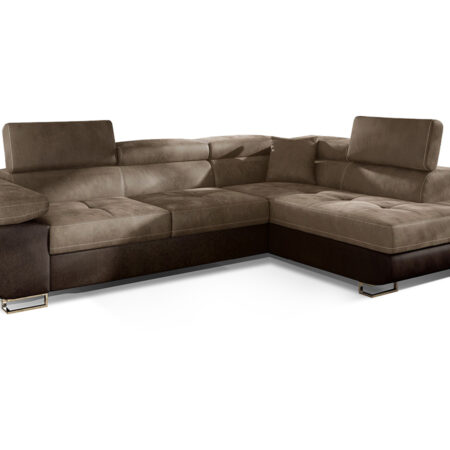 NABBI Almero P rohová sedačka s rozkladom a úložným priestorom hnedá / tmavohnedá