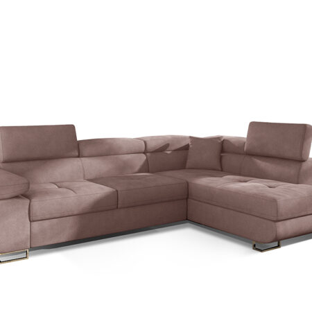 NABBI Almero P rohová sedačka s rozkladom a úložným priestorom ružová