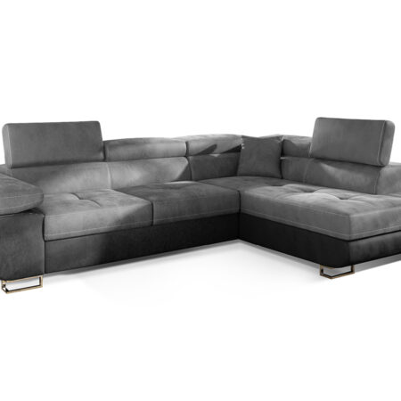 NABBI Almero P rohová sedačka s rozkladom a úložným priestorom svetlosivá (Monolith 84) / čierna (Monolith 97)