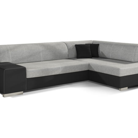 NABBI Ferol P rohová sedačka s rozkladom a úložným priestorom svetlosivá (Sawana 21) / čierna (Soft 11)