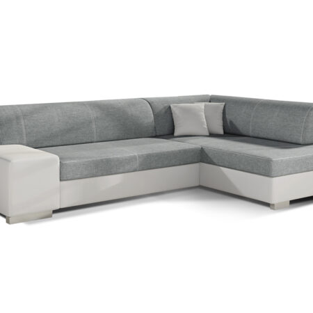 NABBI Ferol P rohová sedačka s rozkladom a úložným priestorom svetlosivá / biela