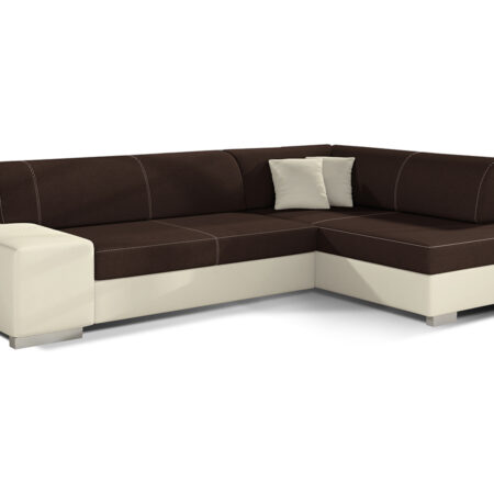 NABBI Ferol P rohová sedačka s rozkladom a úložným priestorom tmavohnedá / béžová