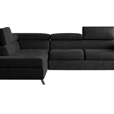NABBI Korense L rohová sedačka s rozkladom a úložným priestorom čierna (Velvet Mat 99)