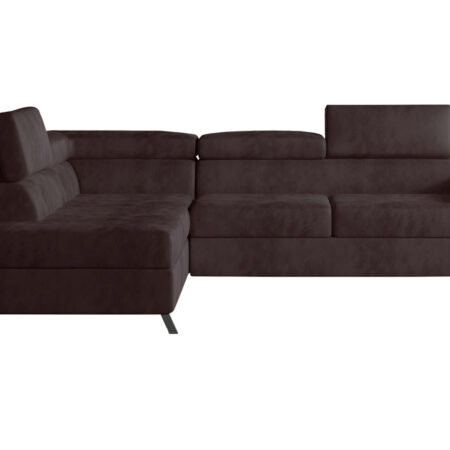 NABBI Korense L rohová sedačka s rozkladom a úložným priestorom tmavohnedá (Kronos 06)
