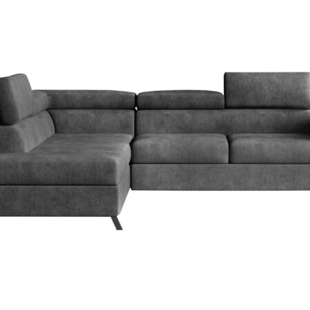 NABBI Korense L rohová sedačka s rozkladom a úložným priestorom tmavosivá (Dora 95)