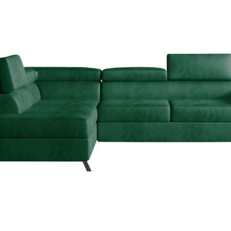 NABBI Korense L rohová sedačka s rozkladom a úložným priestorom tmavozelená