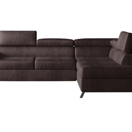 NABBI Korense P rohová sedačka s rozkladom a úložným priestorom tmavohnedá (Velvet Mat 29)