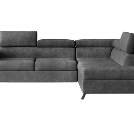 NABBI Korense P rohová sedačka s rozkladom a úložným priestorom tmavosivá (Dora 95)