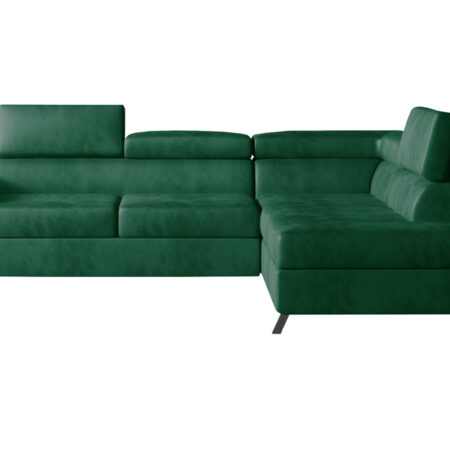 NABBI Korense P rohová sedačka s rozkladom a úložným priestorom tmavozelená