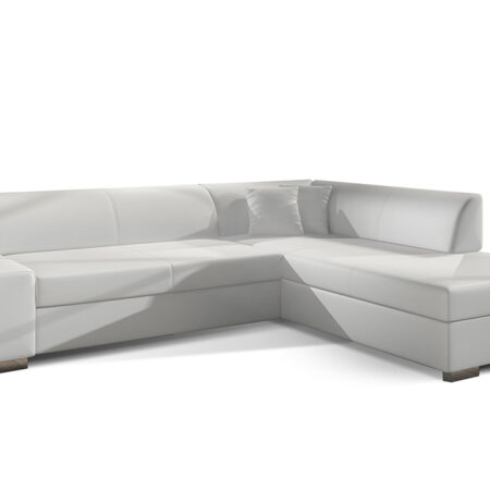 NABBI Pinero P rohová sedačka s rozkladom a úložným priestorom biela