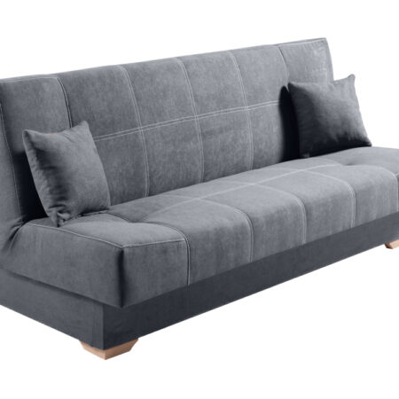 KONDELA Giny rozkladacia pohovka s úložným priestorom sivá