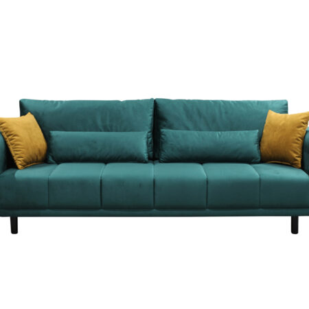 KONDELA Grace Big Sofa rozkladacia pohovka s úložným priestorom smaragdová / horčicová