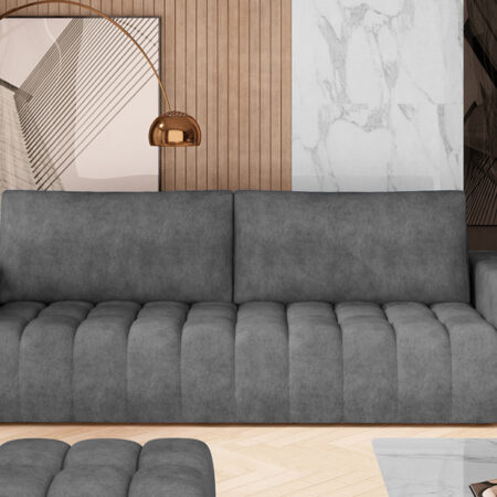 NABBI Losta rozkladacia pohovka s úložným priestorom tmavosivá