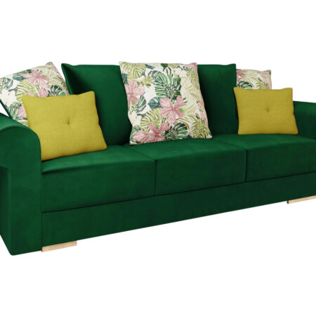 KONDELA Smoky rozkladacia pohovka s úložným priestorom zelená / žltá